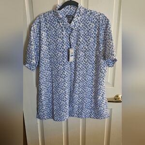 Van Heusen White and Blue Camp Shirt